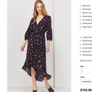 NWOT Greylin Black Floral Wrap Dress